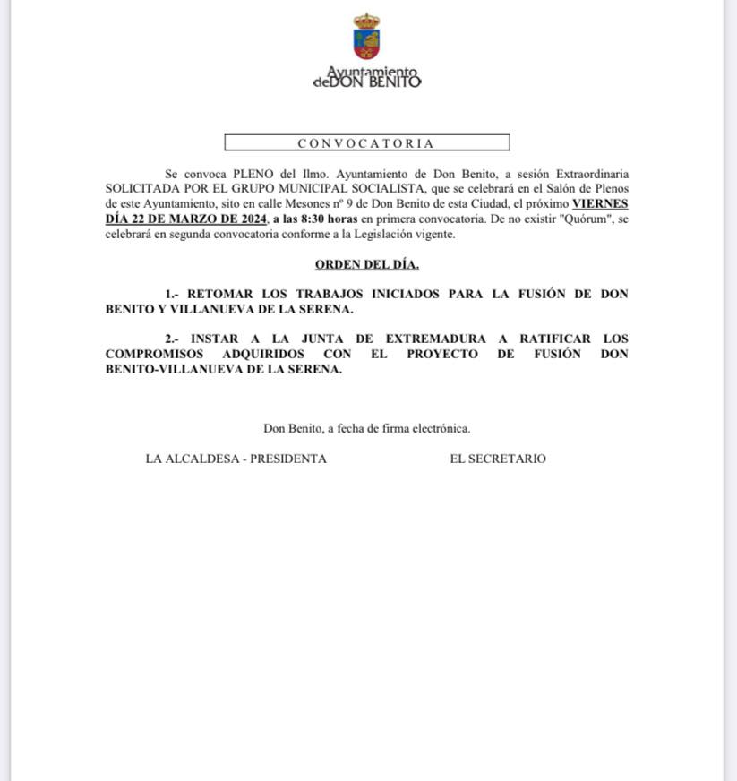 convocatoria pleno extraordinario