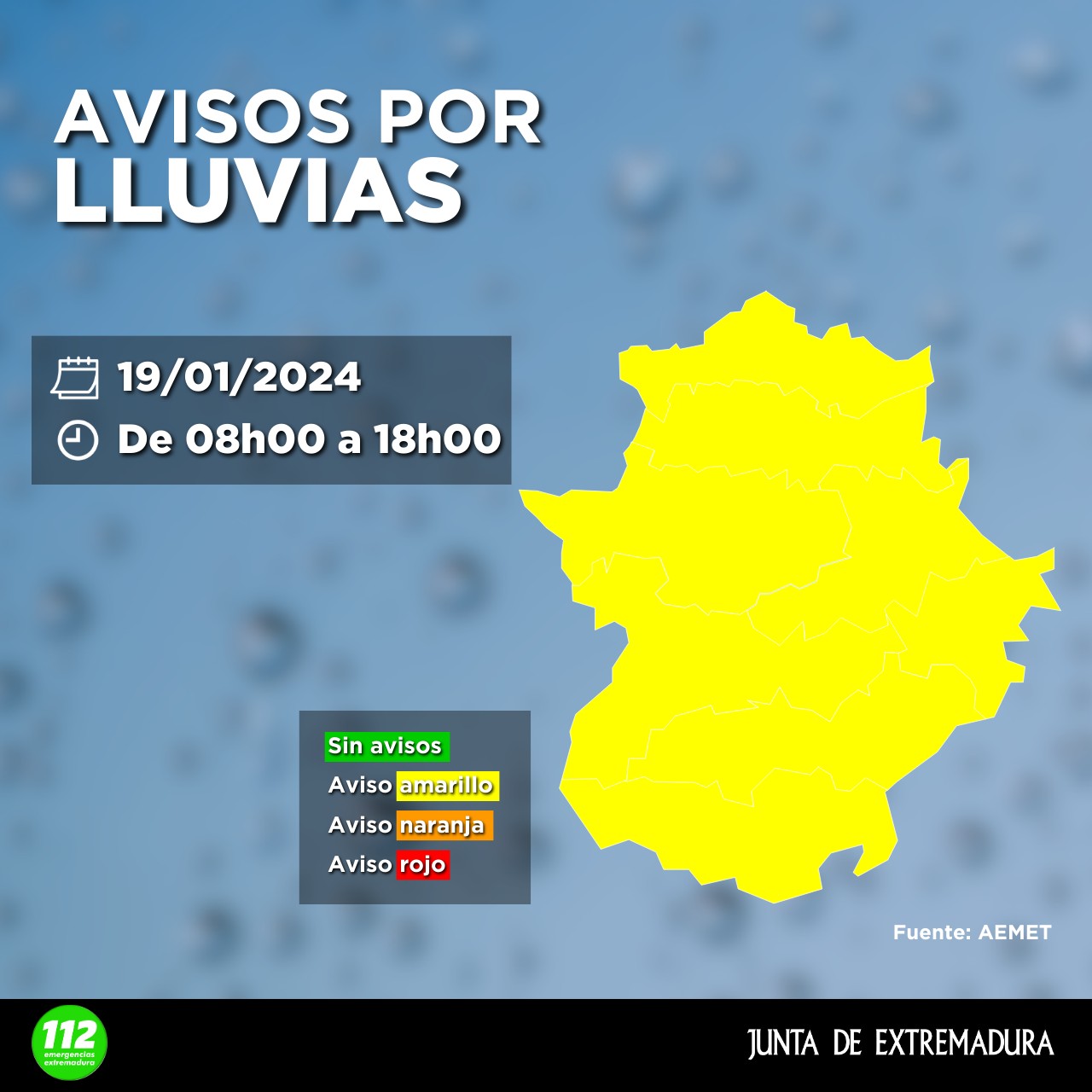 aviso lluvias 112 extremadura
