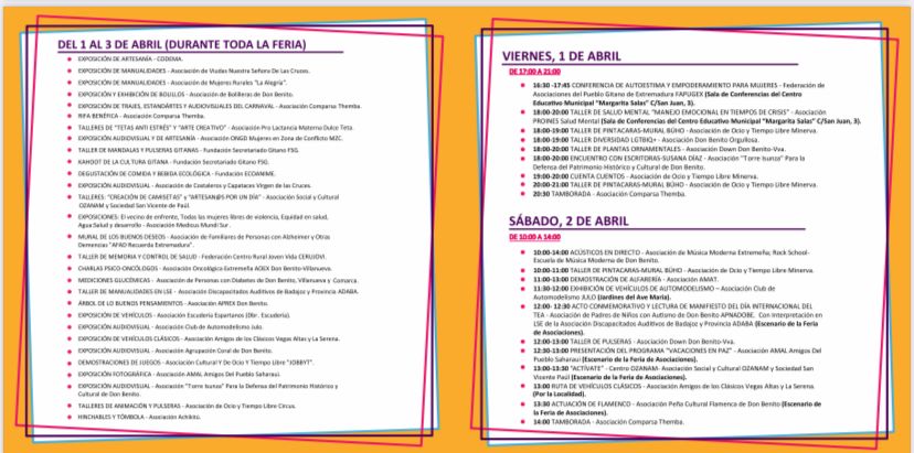 programa feria asociaciones Don Benito