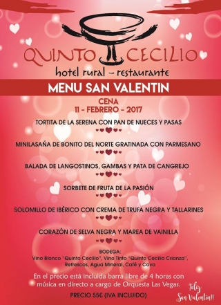 menu san valentín en quinto cecilio