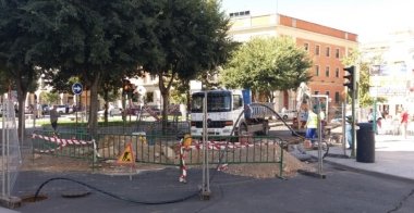 plaza de España de Don Benito en obras