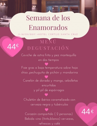 menú enamorados en Hotel Cortijo Santa Cruz