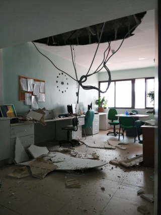 techo caído en el hospital comarcal Don Benito-Villanueva